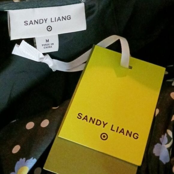 Sandy Liang Womens Size M Dress Black Floral Ruffle Tiered Puff Sleeve Mini - Picture 7 of 8